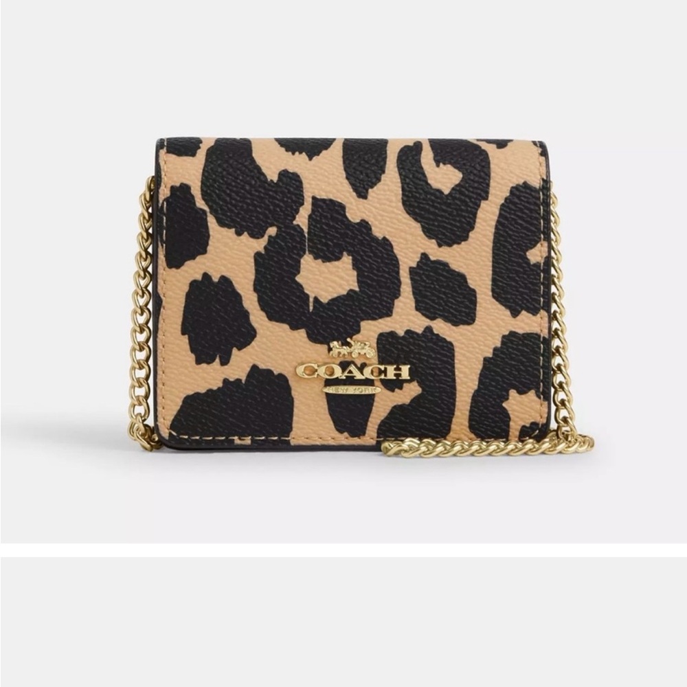 Coach Leopard Print Women's Mini Wallet Crossbody